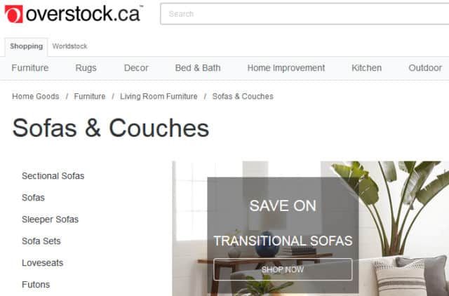 A screenshot of Overstock.com