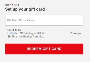 Redeem Netflix card