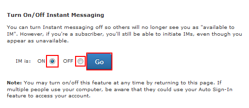 Instant Messaging options