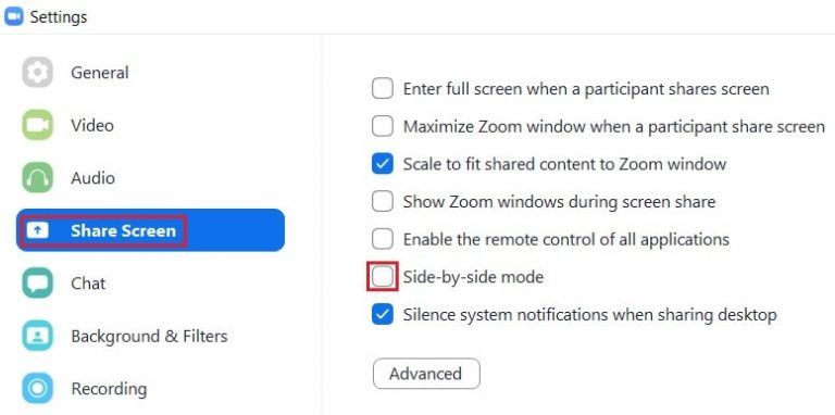 Enabling automatic Side-by-Side Mode for screen sharing