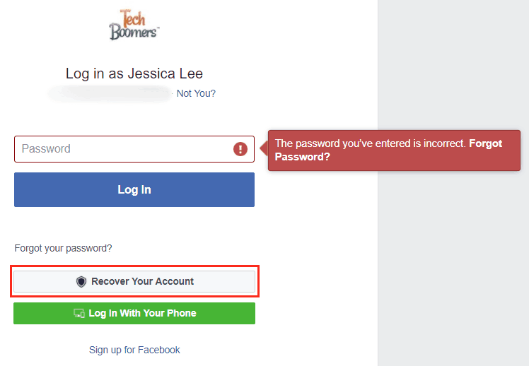 Recover your account after attempting sign-in