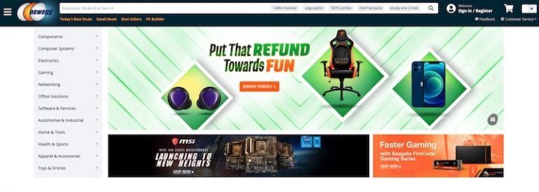 Newegg homepage