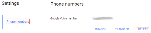 Delete Google Voice number