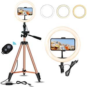 Eocean 8 inch ring light with stand, ring light, remote control, and three light modes