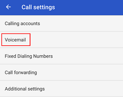 Voicemail settings button