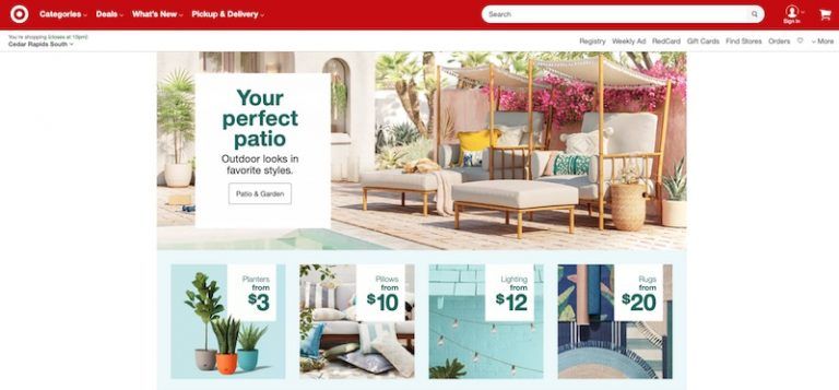 Target homepage