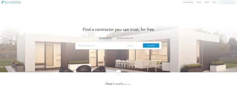 BuildZoom homepage