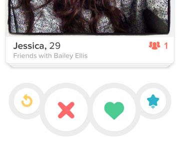 Like, ignore, super like, or rewind a suggested Tinder match