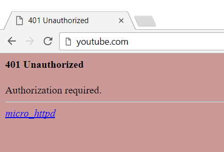 YouTube unauthorized by your router