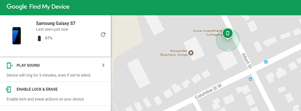 Find My Device map