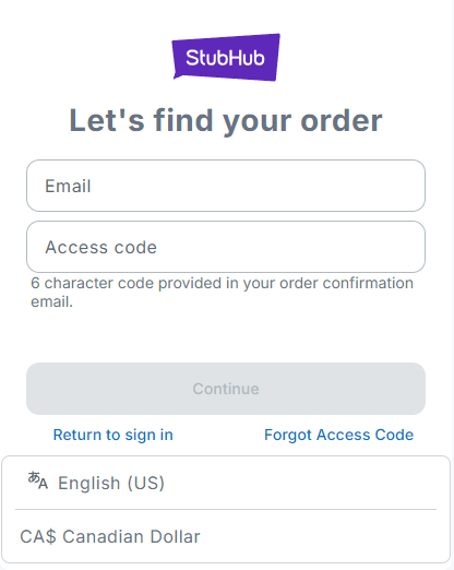 Let’s find your order page to enter your email address and 6-digit access code