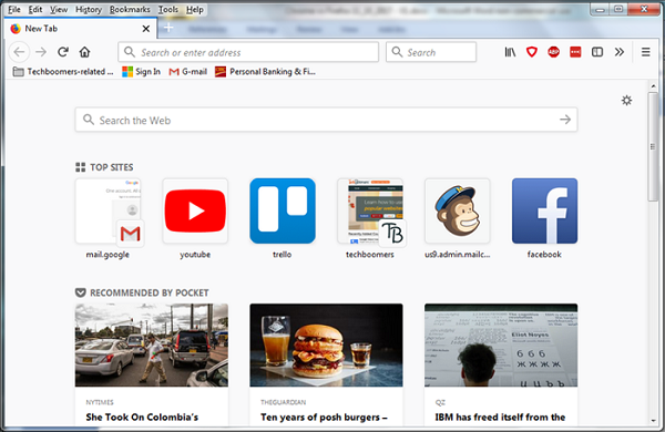 Firefox Internet browser interface