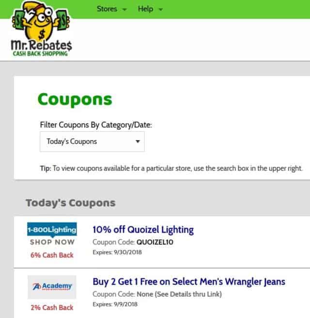 Screenshot of MrRebates.com