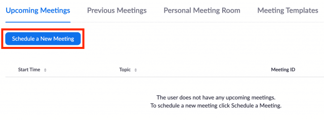 Schedule a New Meeting button