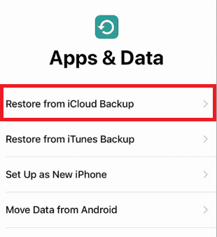 Restore data from an iCloud backup on a new iPhone