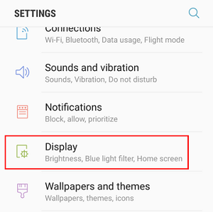 Display menu option