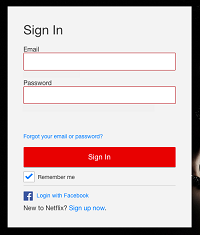 Netflix sign in screen