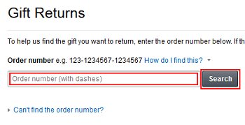 Input Amazon Gift order number