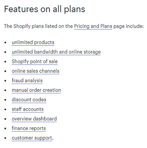Shopify plan options