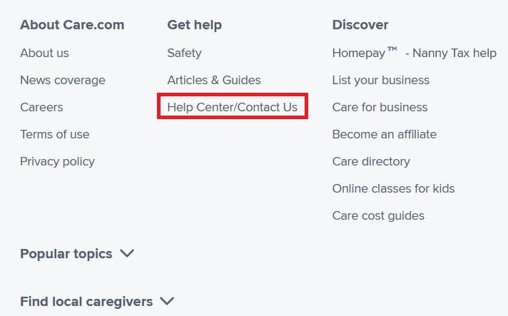 Go to the Care.com Help Center