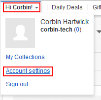 eBay account settings