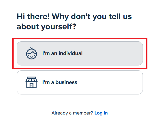 Signing up for Care.com as an individual person