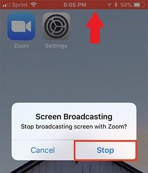 Ending a Zoom screen share on iOS