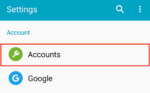 Accessing your account options on Android