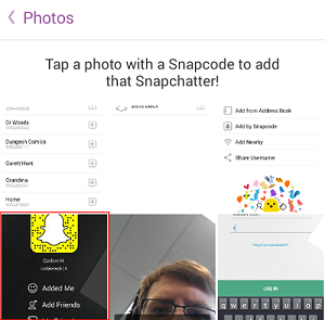 Add Snapchat friend by snapcode screen