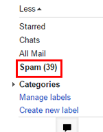 Gmail Spam folder button