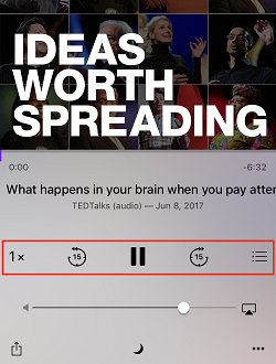 Podcast app playback controls