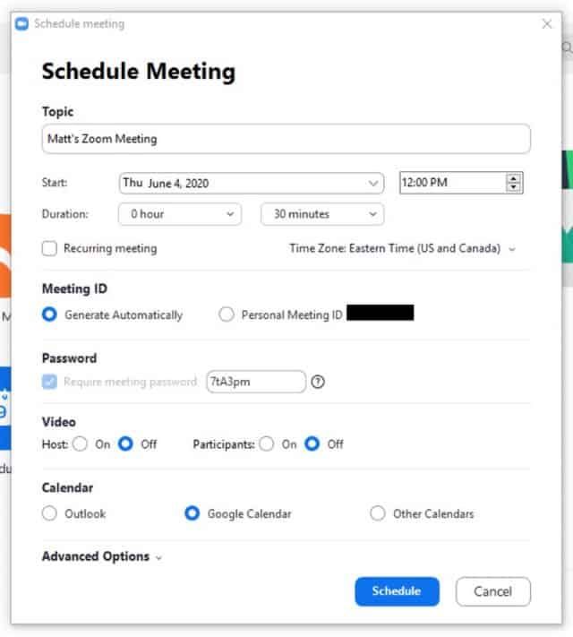 Schedule meeting window