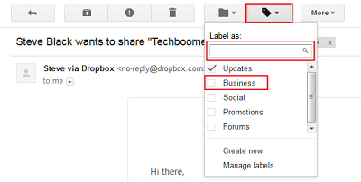 Gmail labels to organize Inbox