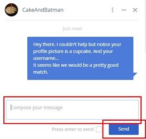 Compose and send a message to an OkCupid user