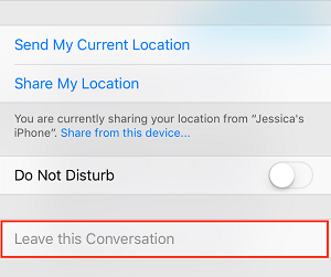 Leave group conversation button