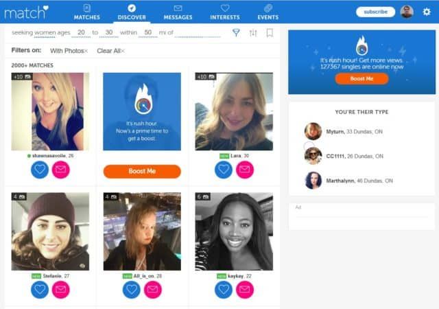 Screenshot of Match.com