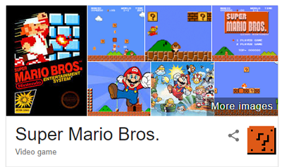Glowing Super Mario Bros block in Google search results