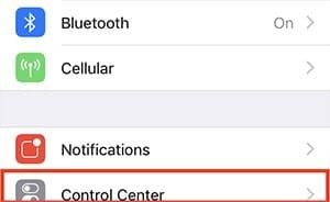 Settings for the iOS Control Center