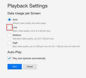 Playback quality settings