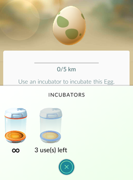 Incubating a Pokémon egg