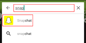 Search for Snapchat app in Play/App Store