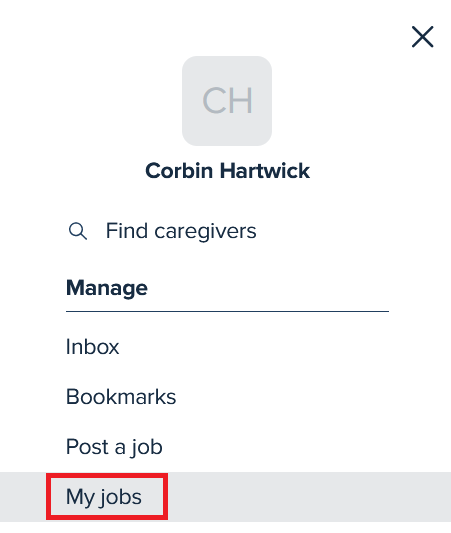 View your list of created jobs on Care.com