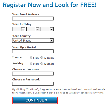 Register for a Match.com account