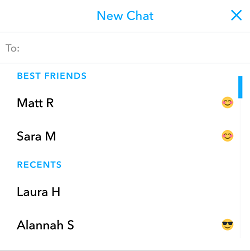 Choose friend for Snapchat chat