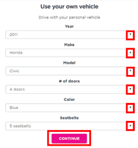 Enter vehicle information with drop-down menus