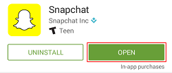 Launch Snapchat from Play Store
