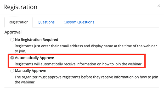 Automatically Approve option under Approval section