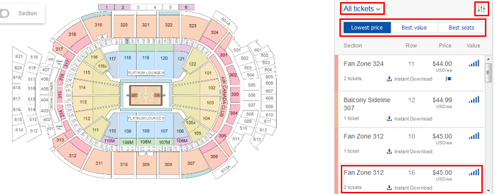 View available venue seats on StubHub