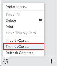 Exporting iCloud contacts as a vCard