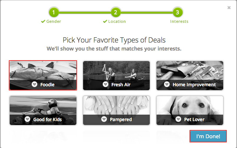 Telling Groupon the kinds of deals that you are interested in